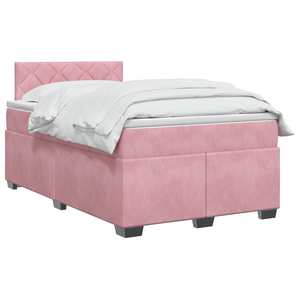 vidaXL Łóżko Box Spring z materacem i LED różowy 120 x 190 cm Welur