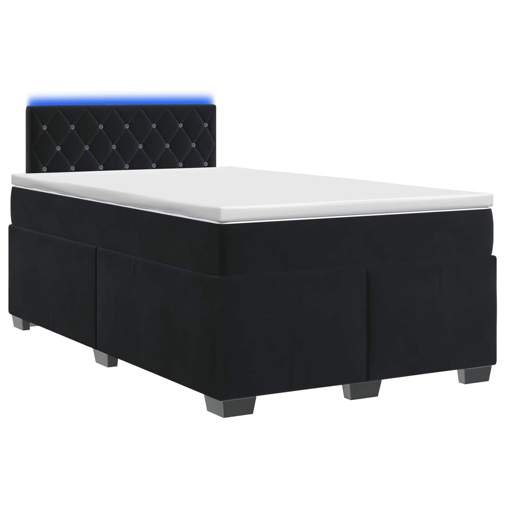 vidaXL Łóżko Box Spring z materacem i LED Czarny 120 x 200 cm Welur