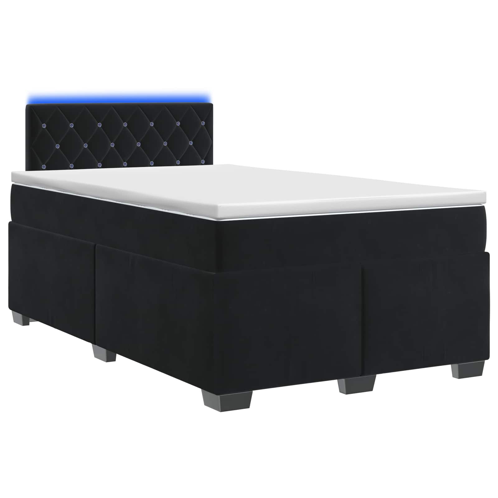vidaXL Łóżko Box Spring z materacem i LED Czarny 120 x 200 cm Welur