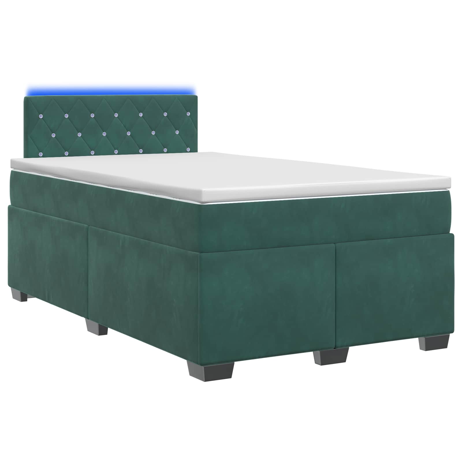 vidaXL Łóżko Box Spring z materacem i LED Ciemnozielony 120 x 200 cm