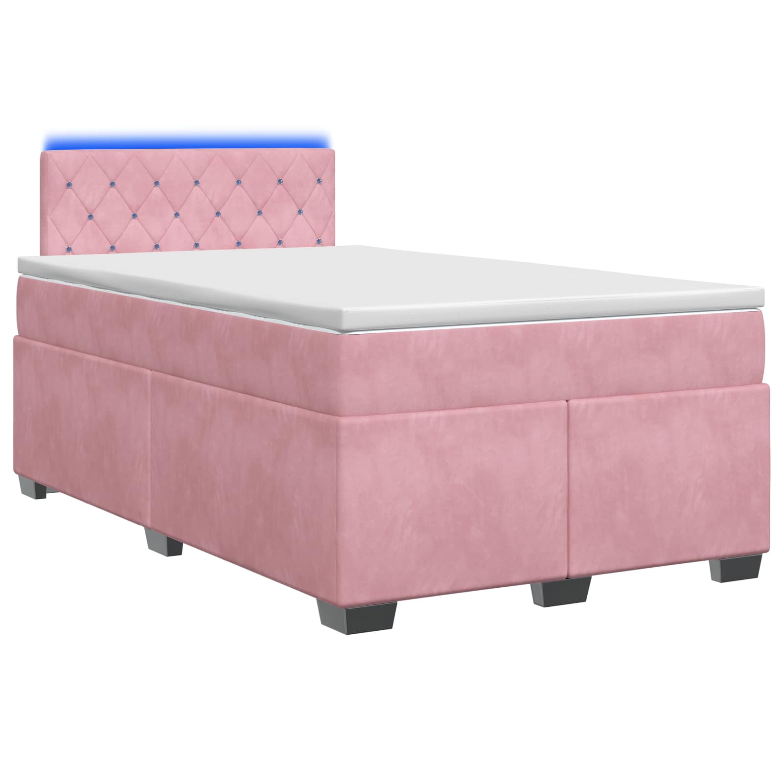 vidaXL Łóżko Box Spring z materacem i LED różowy 120 x 200 cm Welur