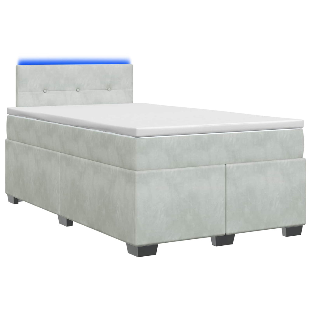 vidaXL Łóżko Box Spring z materacem i LED jasnoszary 120 x 200 cm
