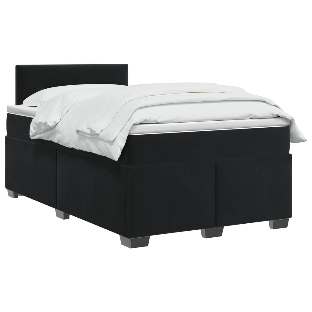 vidaXL Łóżko Box Spring z materacem i LED Czarny 120 x 200 cm Welur