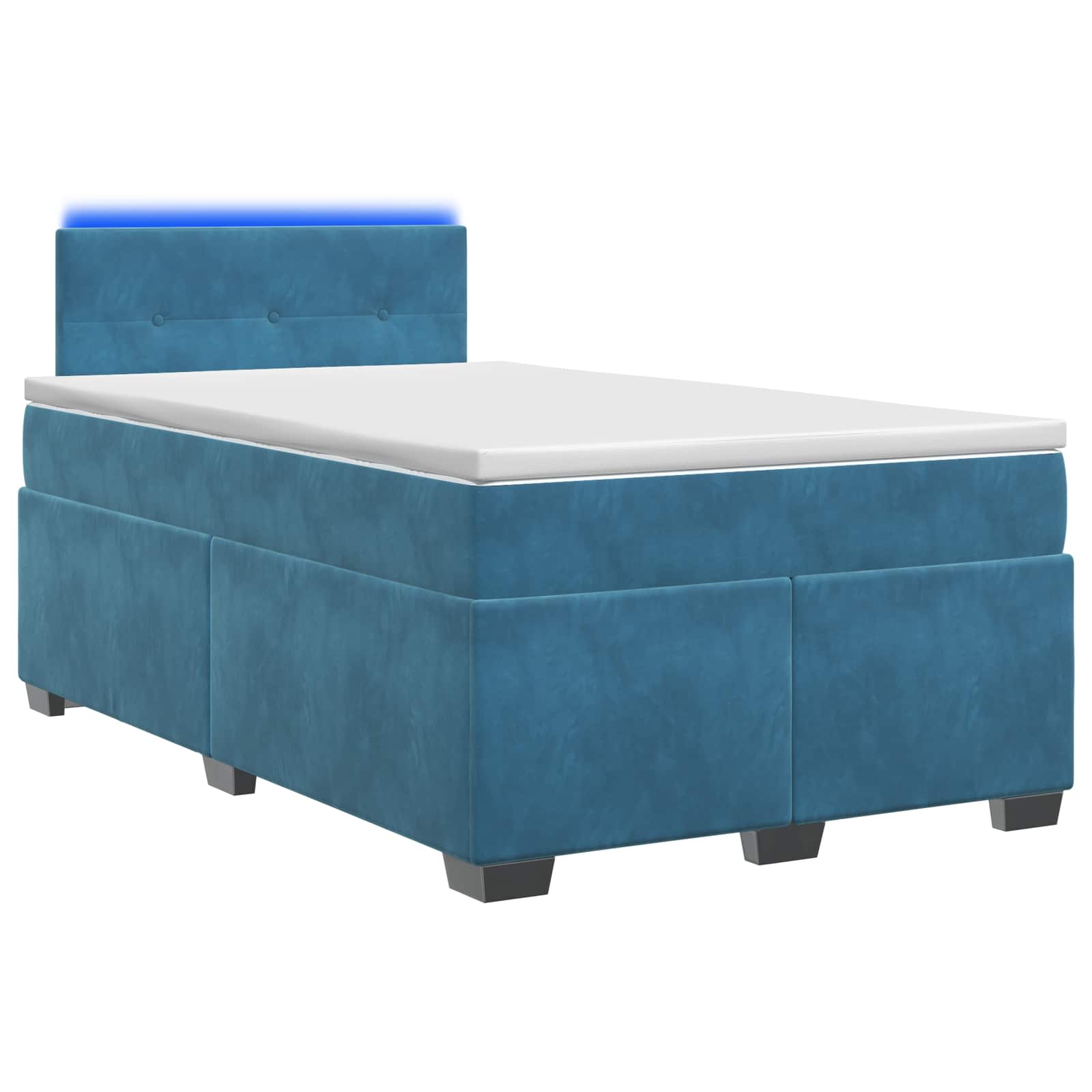 vidaXL Łóżko Box Spring z materacem i LED niebieski 120 x 200 cm Welur