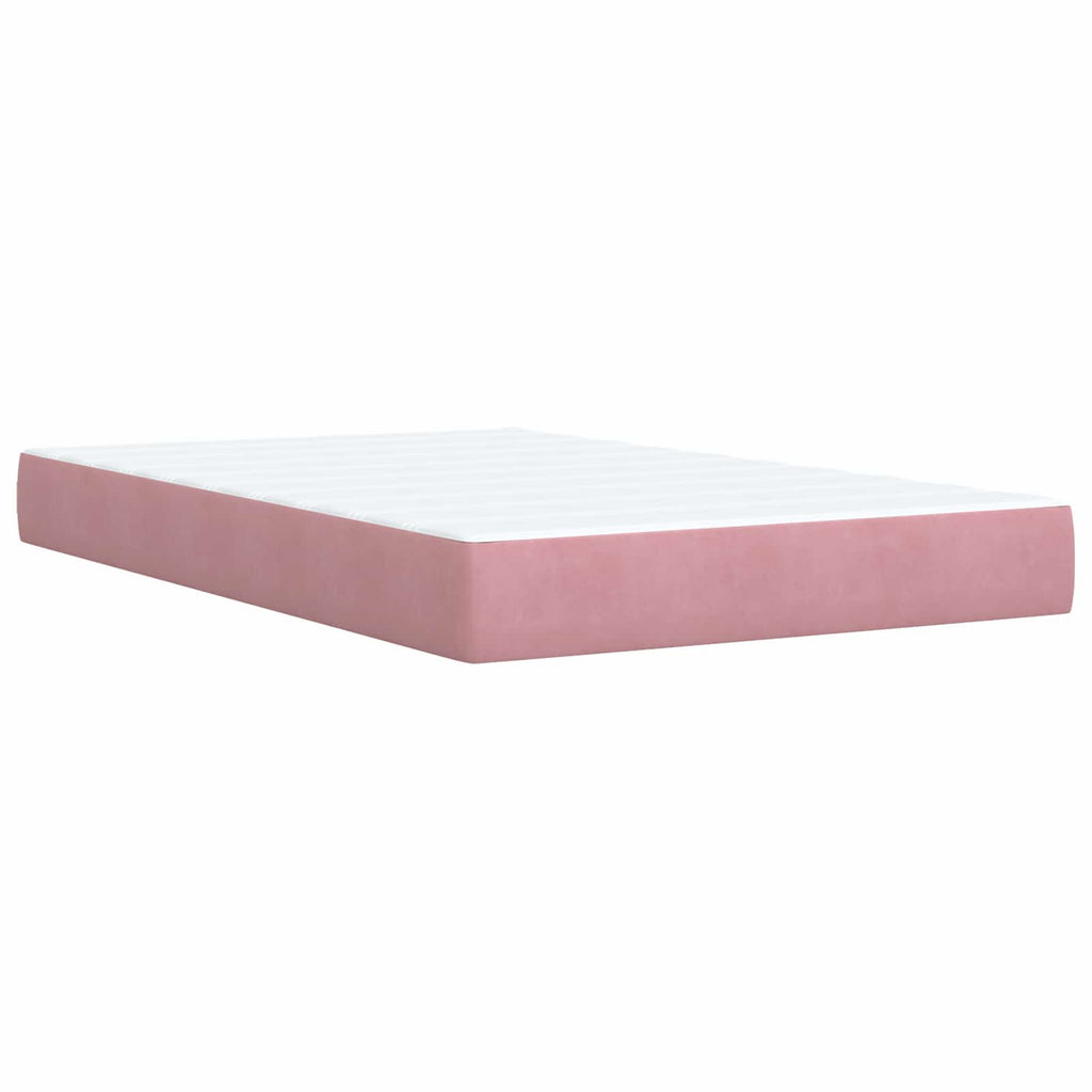 vidaXL Łóżko Box Spring z materacem i LED różowy 120 x 200 cm Welur