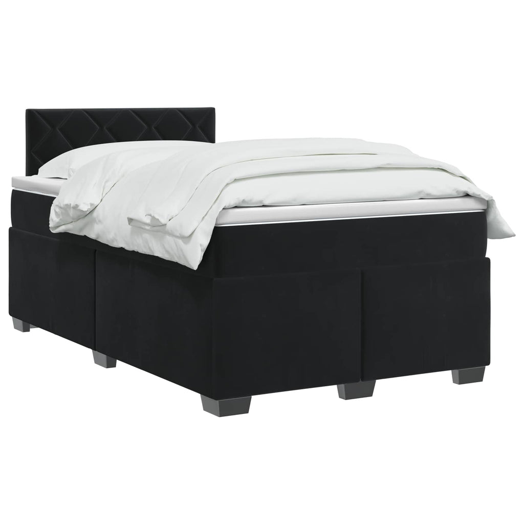 vidaXL Łóżko Box Spring z materacem i LED Czarny 120 x 200 cm Welur