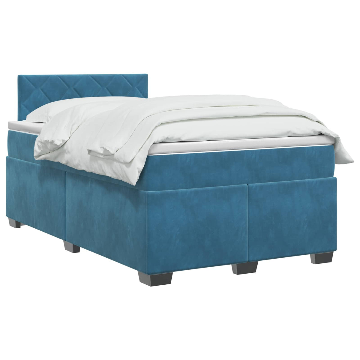 vidaXL Łóżko Box Spring z materacem i LED niebieski 120 x 200 cm Welur