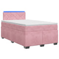 vidaXL Łóżko Box Spring z materacem i LED różowy 120 x 200 cm Welur