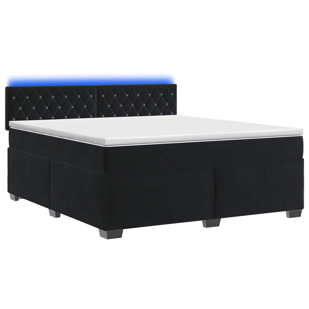 vidaXL Łóżko Box Spring z materacem i LED Czarny 140 x 190 cm Welur
