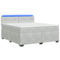 vidaXL Łóżko Box Spring z materacem i LED jasnoszary 140 x 190 cm