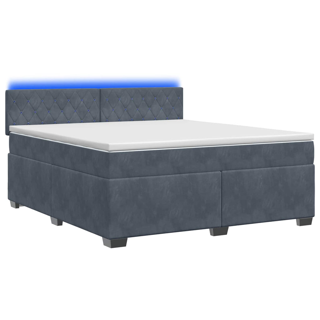 vidaXL Łóżko Box Spring z materacem i LED ciemnoszary 140 x 200 cm