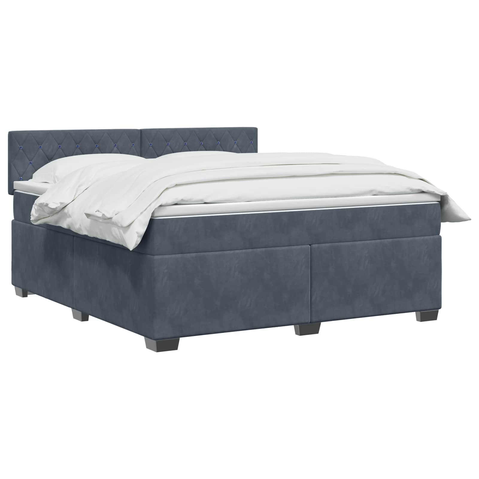 vidaXL Łóżko Box Spring z materacem i LED ciemnoszary 140 x 200 cm