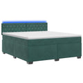 vidaXL Łóżko Box Spring z materacem i LED Ciemnozielony 140 x 200 cm