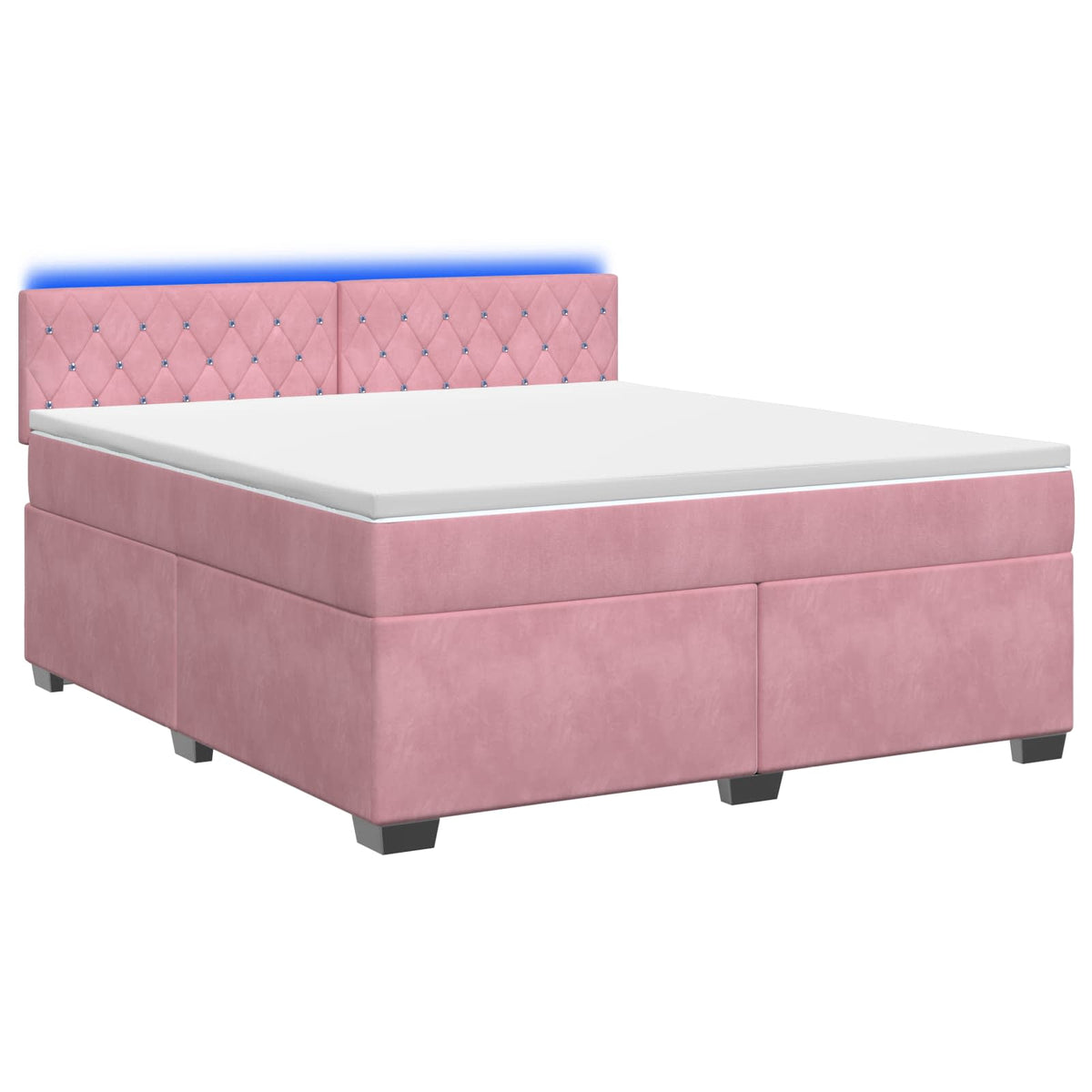 vidaXL Łóżko Box Spring z materacem i LED różowy 140 x 200 cm Welur