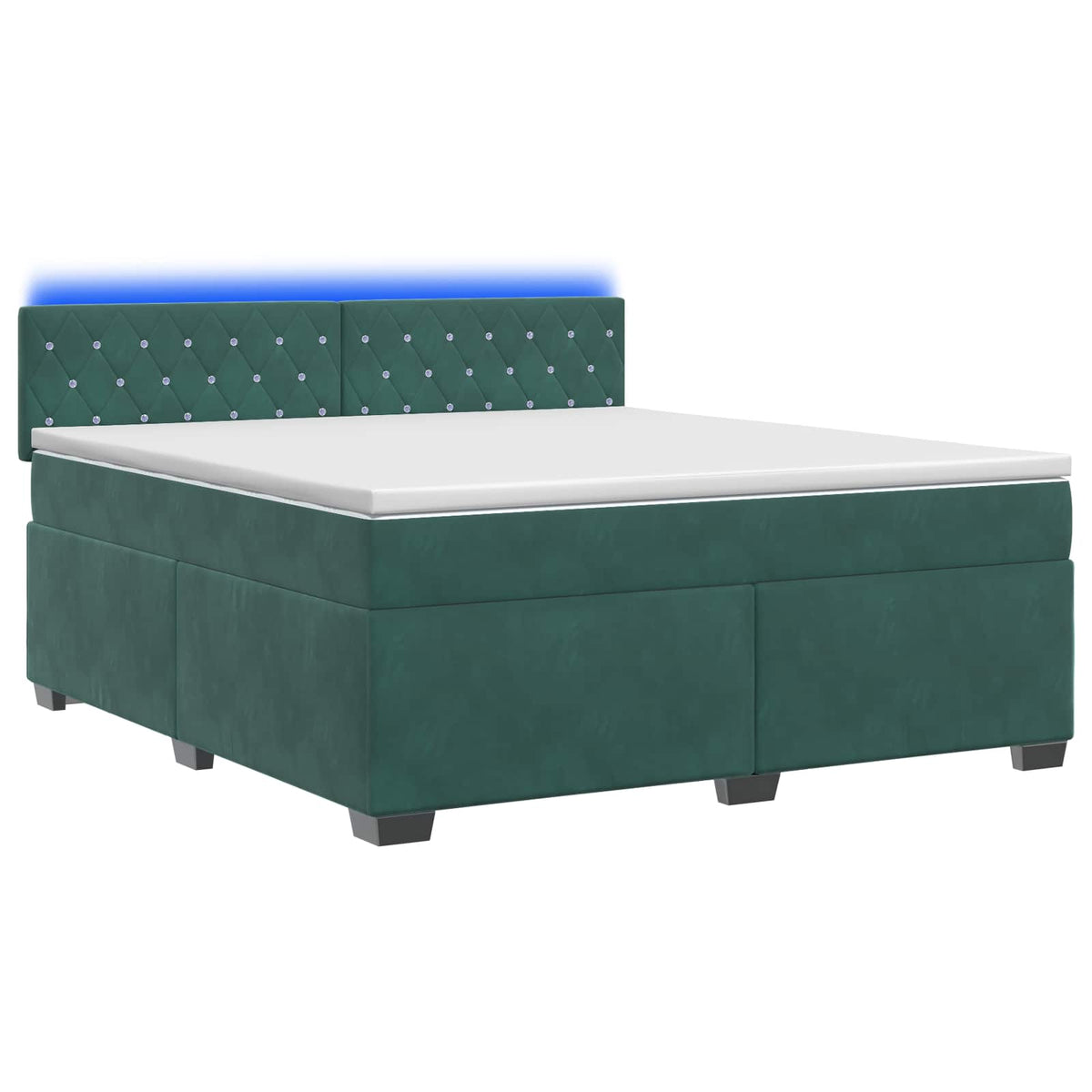 vidaXL Łóżko Box Spring z materacem i LED Ciemnozielony 160 x 200 cm