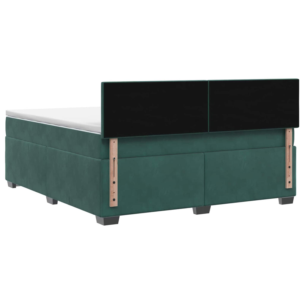 vidaXL Łóżko Box Spring z materacem i LED Ciemnozielony 160 x 200 cm