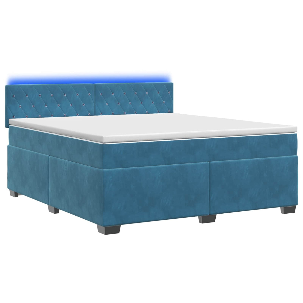 vidaXL Łóżko Box Spring z materacem i LED niebieski 160 x 200 cm Welur