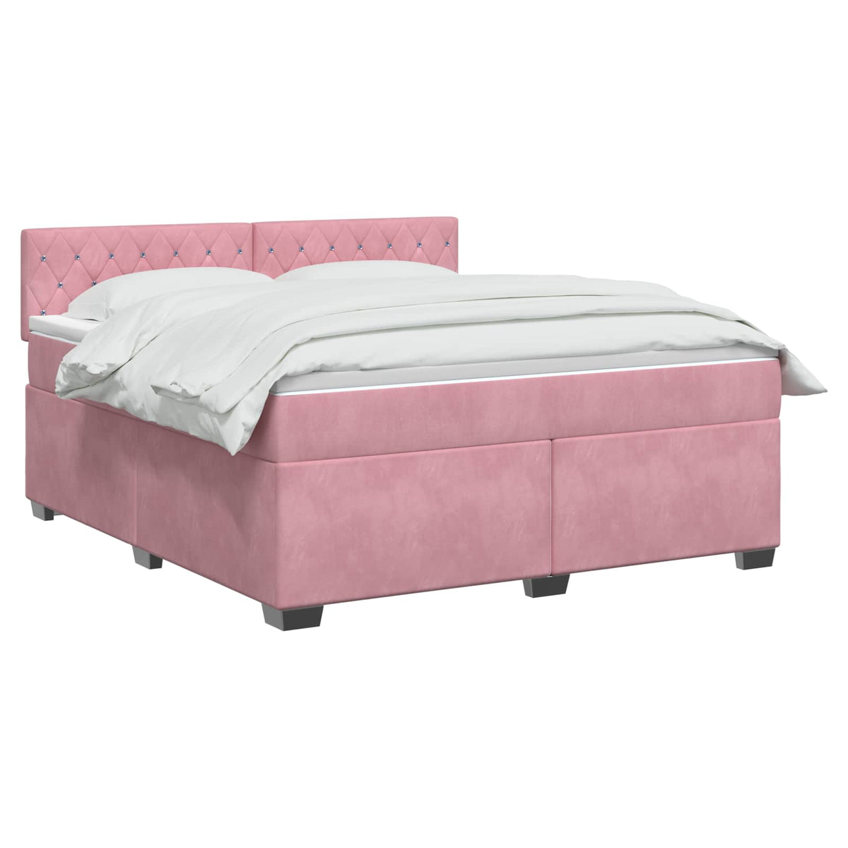 vidaXL Łóżko Box Spring z materacem i LED różowy 160 x 200 cm Welur
