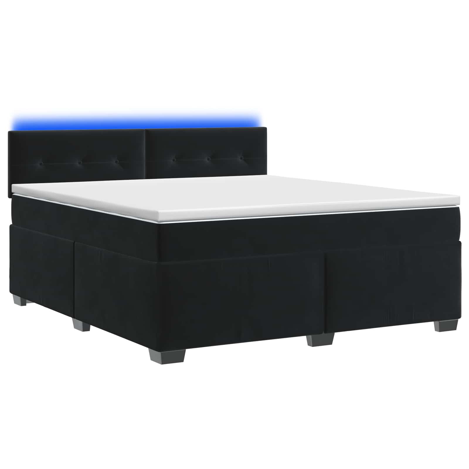 vidaXL Łóżko Box Spring z materacem i LED Czarny 160 x 200 cm Welur