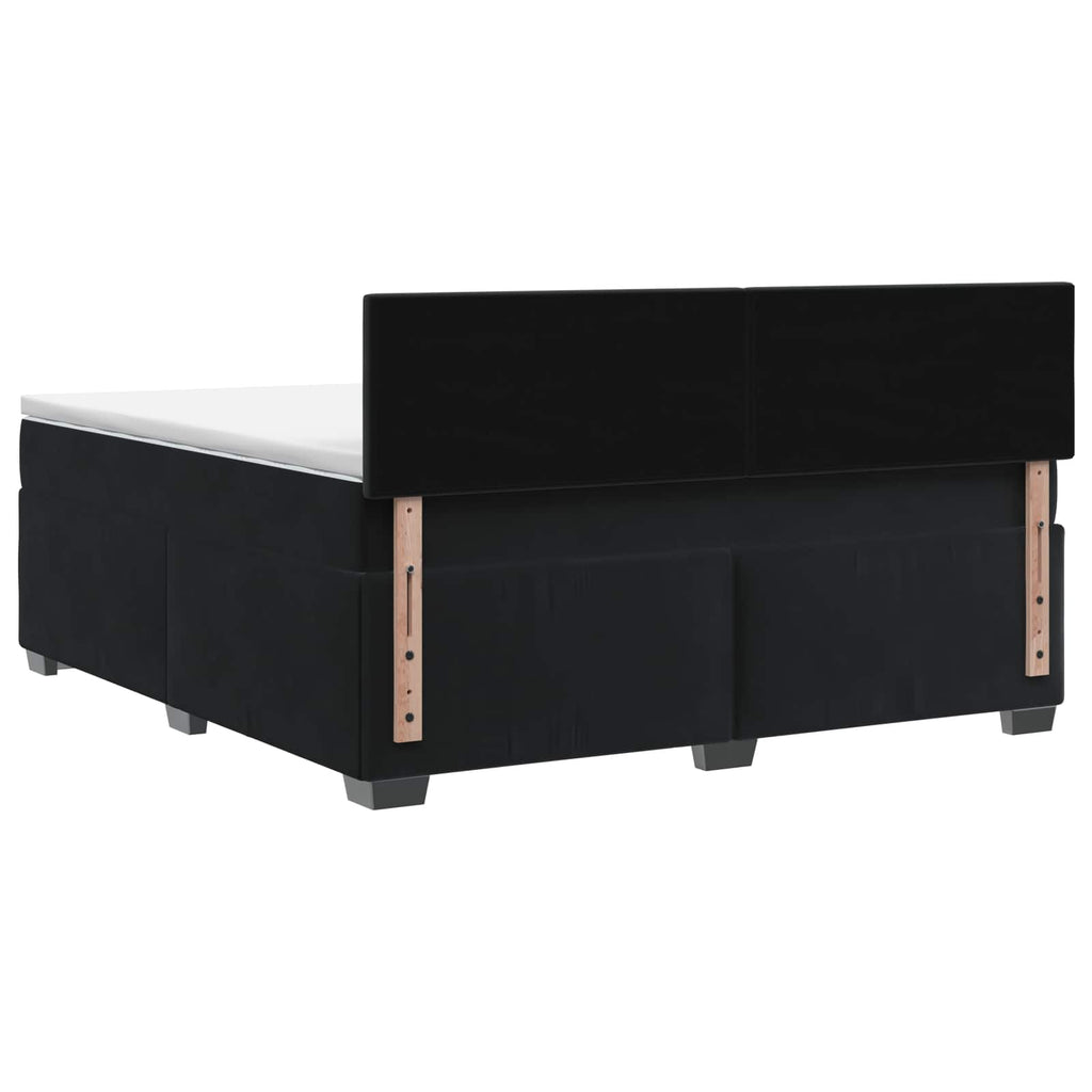 vidaXL Łóżko Box Spring z materacem i LED Czarny 160 x 200 cm Welur