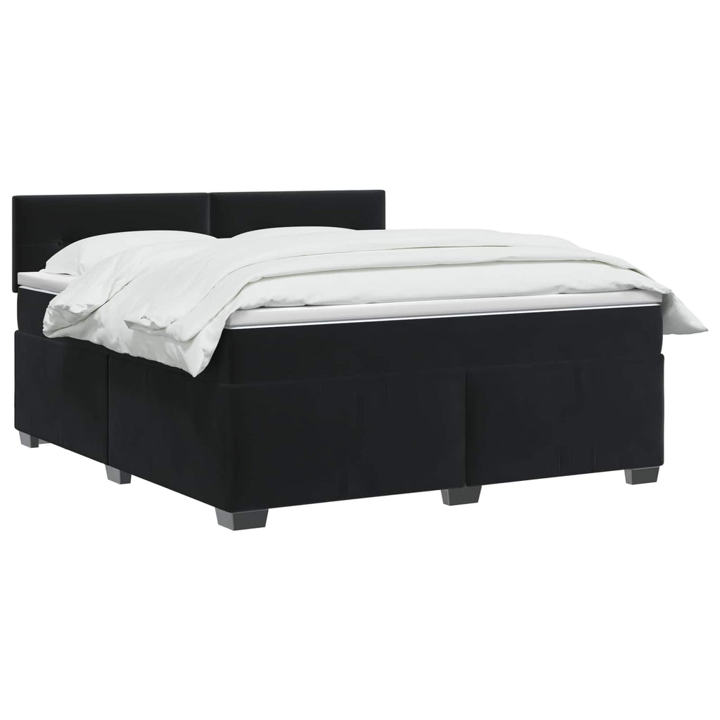 vidaXL Łóżko Box Spring z materacem i LED Czarny 160 x 200 cm Welur