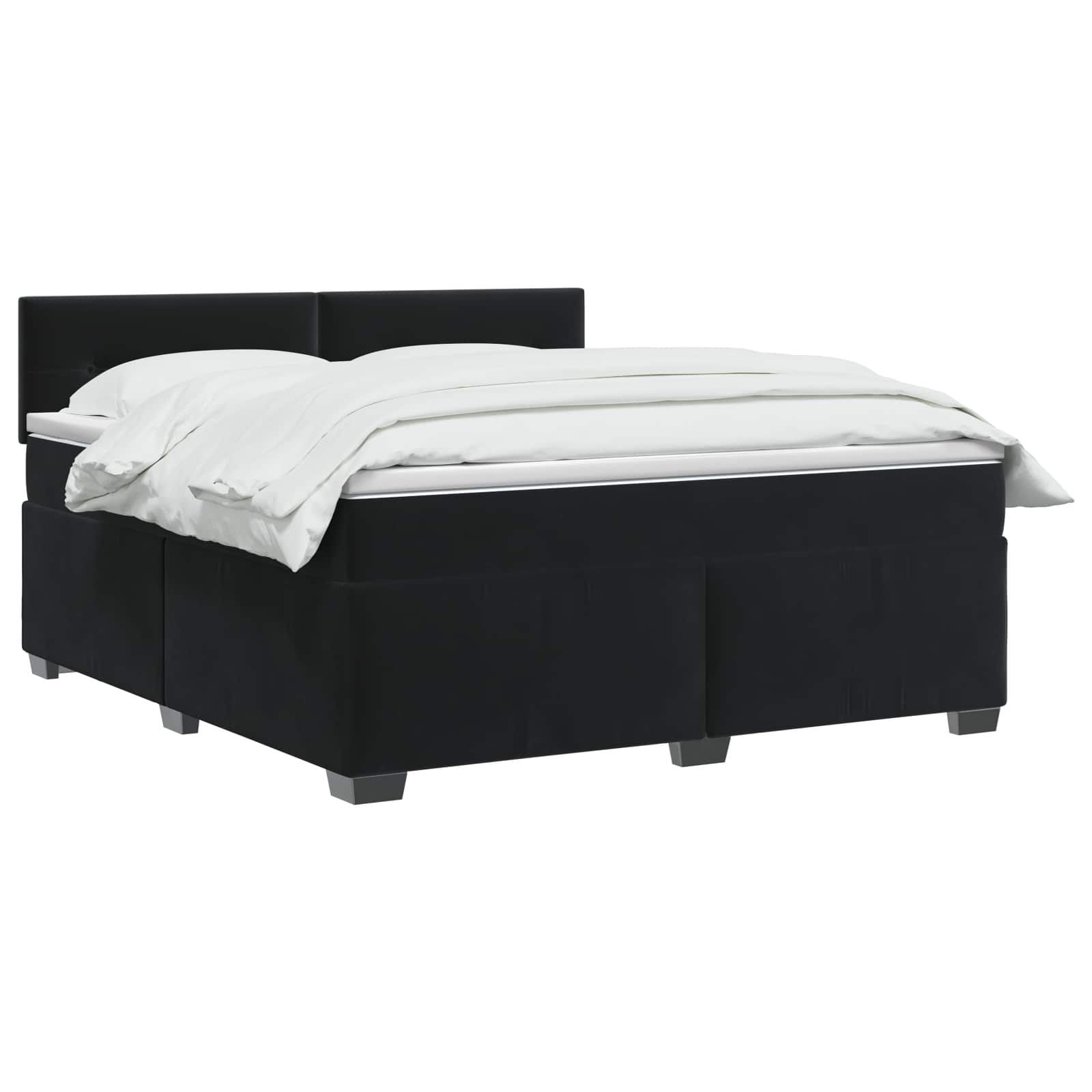 vidaXL Łóżko Box Spring z materacem i LED Czarny 160 x 200 cm Welur