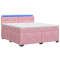 vidaXL Łóżko Box Spring z materacem i LED różowy 160 x 200 cm Welur