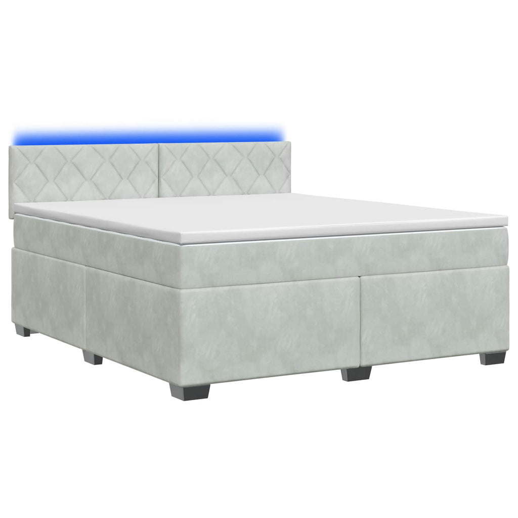 vidaXL Łóżko Box Spring z materacem i LED jasnoszary 160 x 200 cm