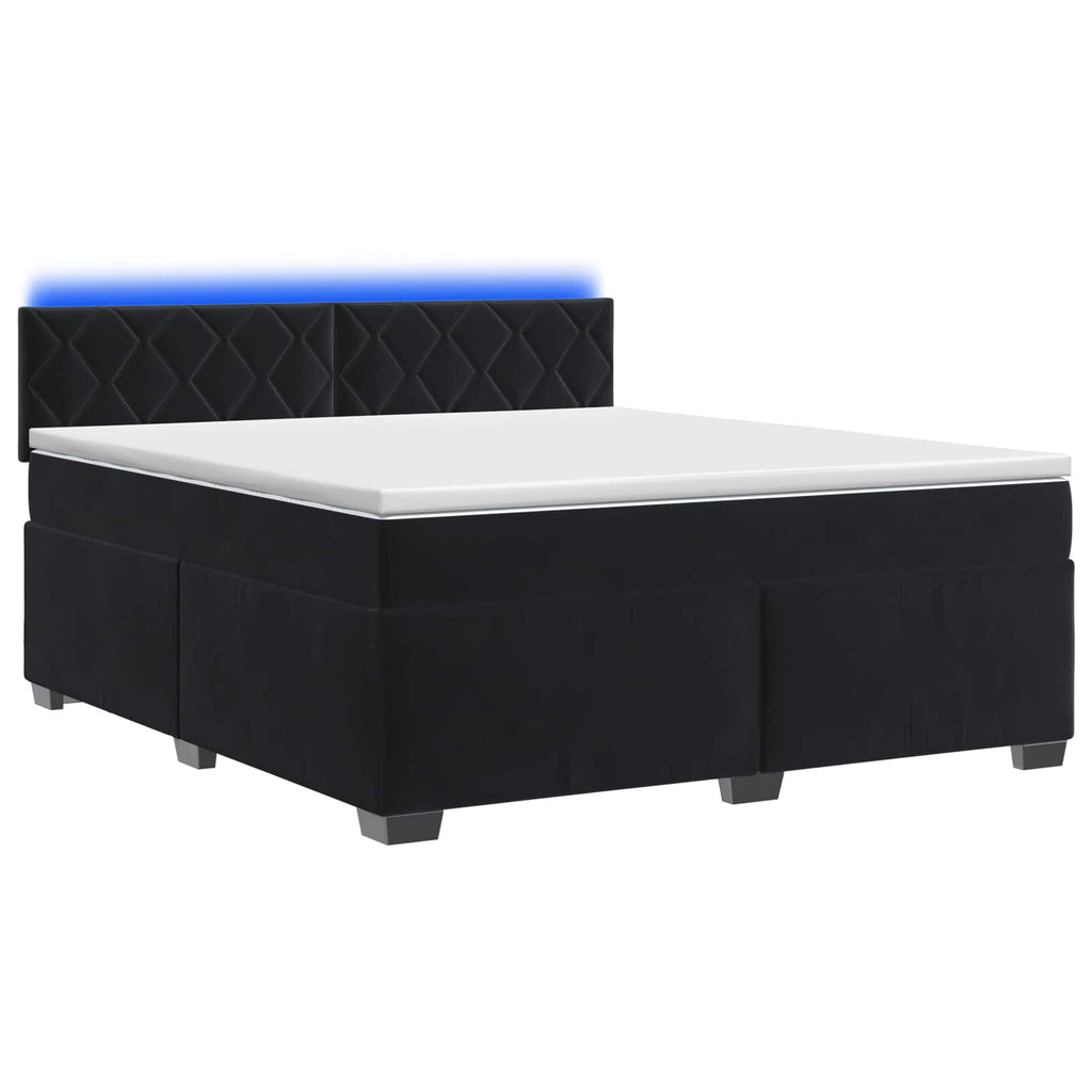 vidaXL Łóżko Box Spring z materacem i LED Czarny 160 x 200 cm Welur