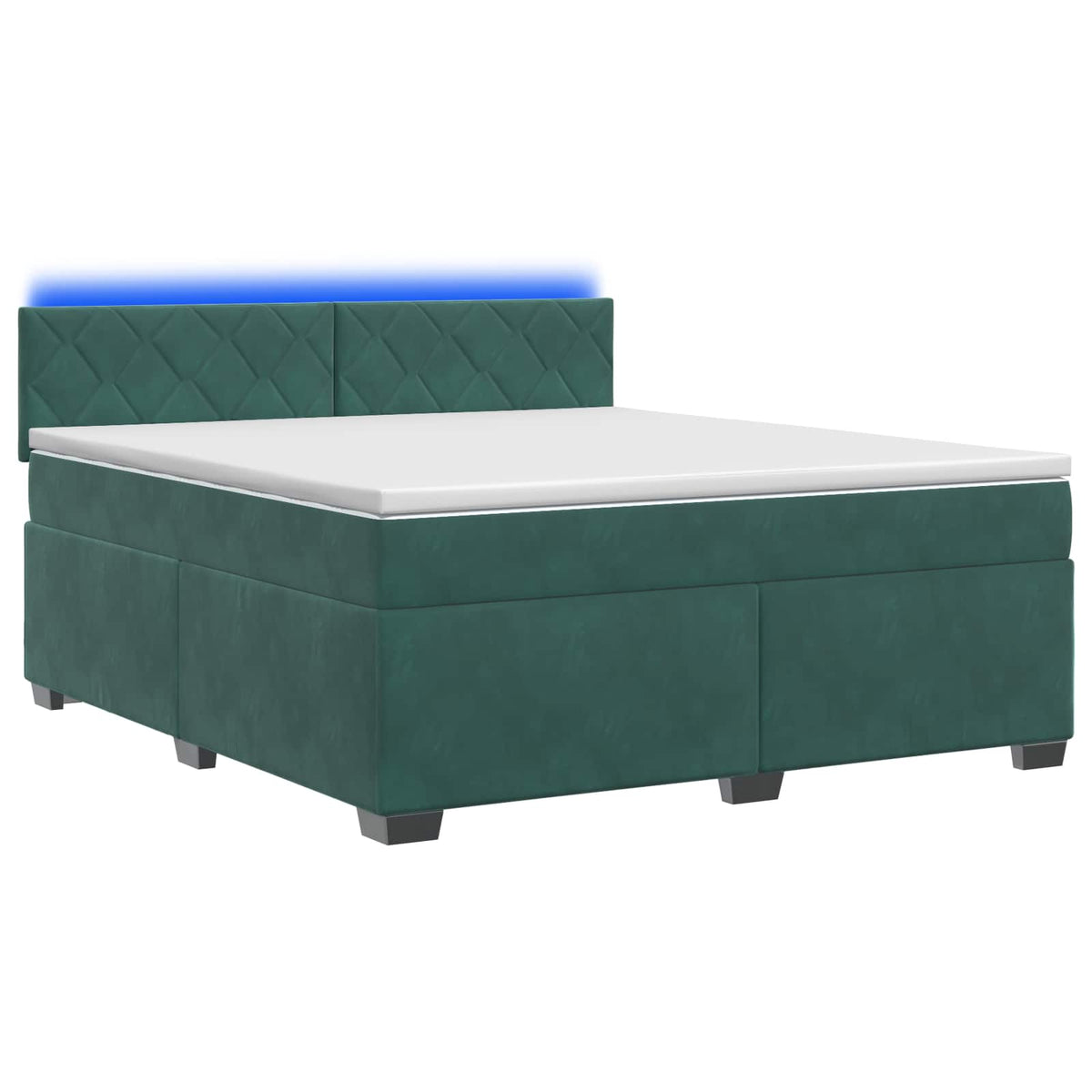 vidaXL Łóżko Box Spring z materacem i LED Ciemnozielony 160 x 200 cm