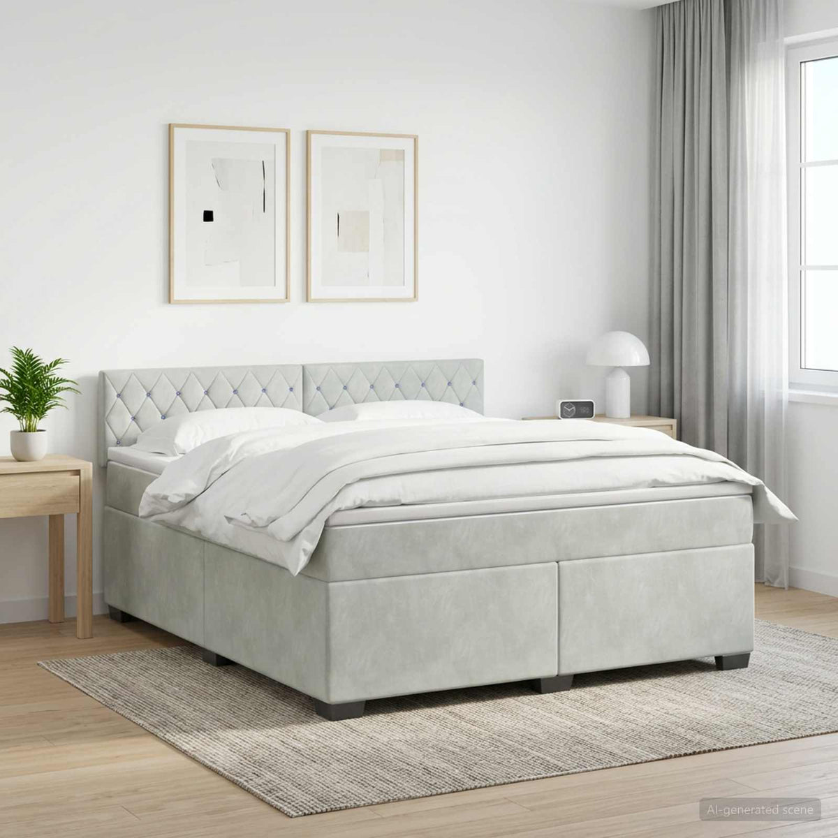 vidaXL Łóżko Box Spring z materacem i LED jasnoszary 180 x 200 cm