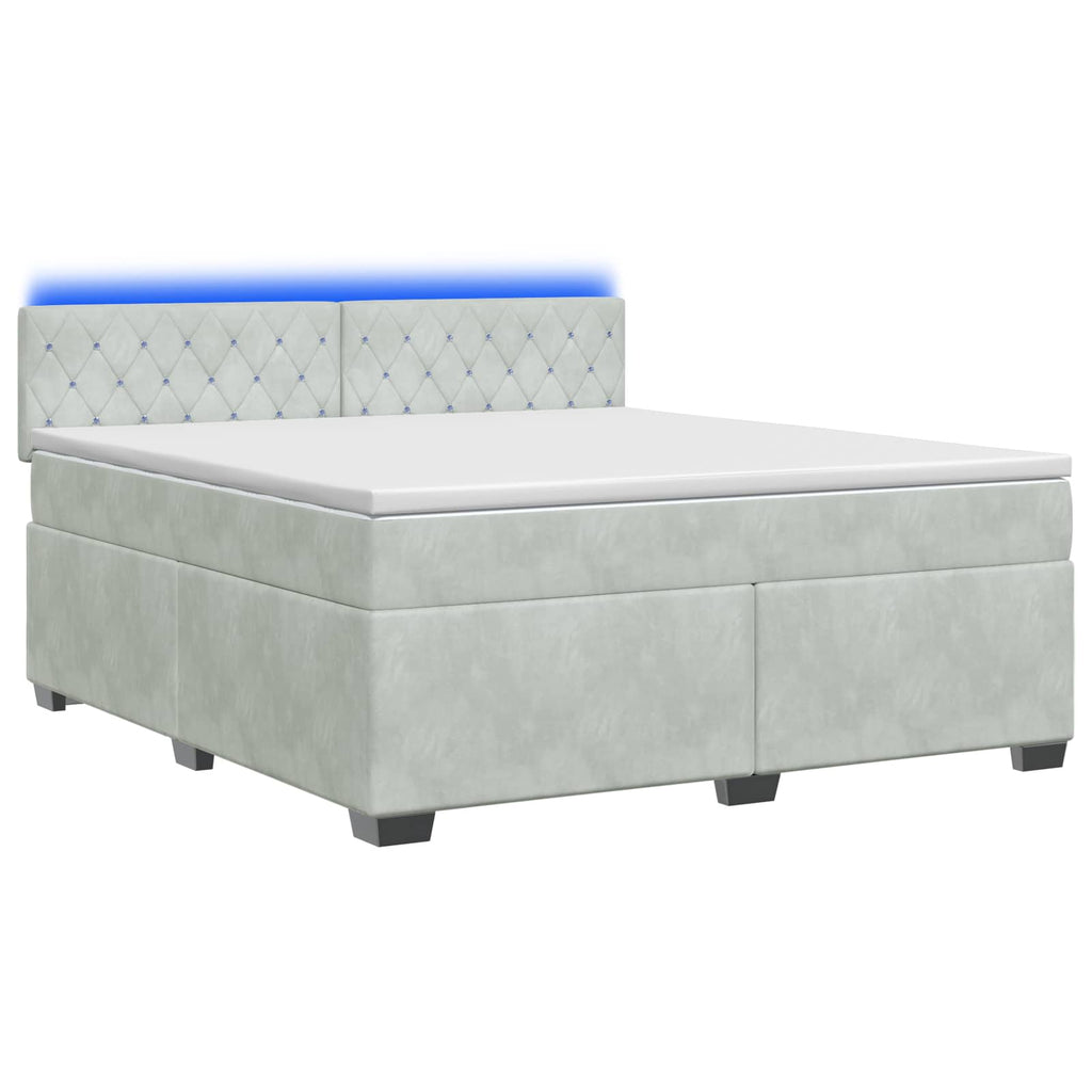 vidaXL Łóżko Box Spring z materacem i LED jasnoszary 180 x 200 cm