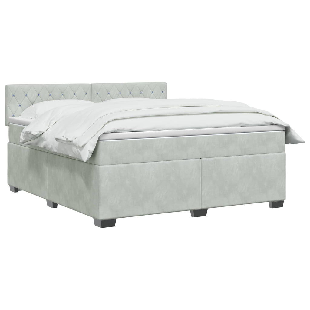 vidaXL Łóżko Box Spring z materacem i LED jasnoszary 180 x 200 cm