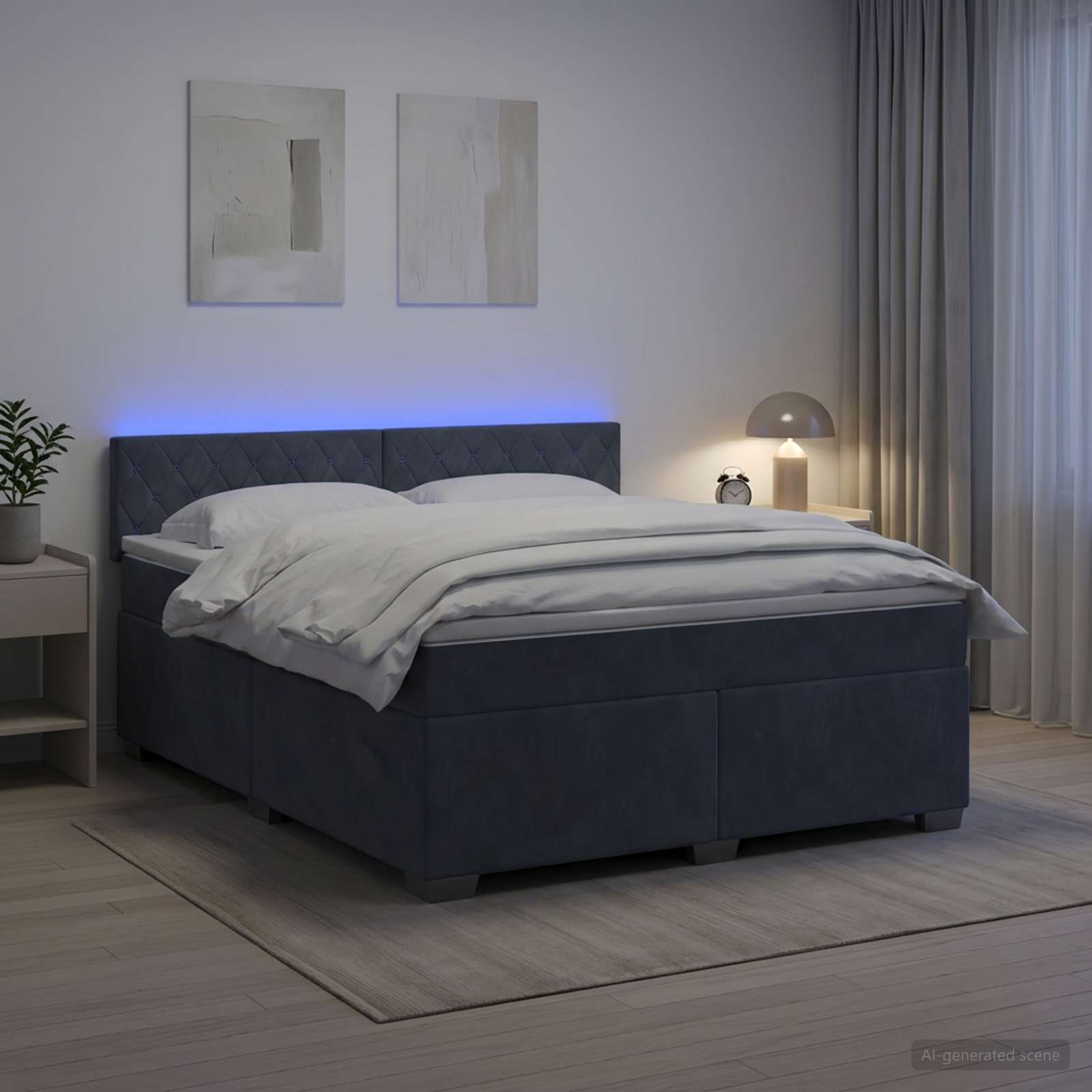 vidaXL Łóżko Box Spring z materacem i LED ciemnoszary 140 x 190 cm