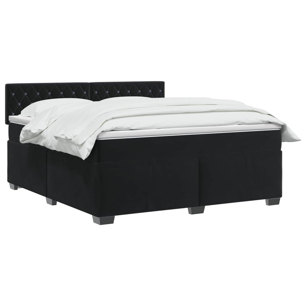 vidaXL Łóżko Box Spring z materacem i LED Czarny 180 x 200 cm Welur