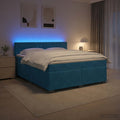 vidaXL Łóżko Box Spring z materacem i LED niebieski 160 x 200 cm Welur