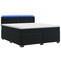 vidaXL Łóżko Box Spring z materacem i LED Czarny 180 x 200 cm Welur