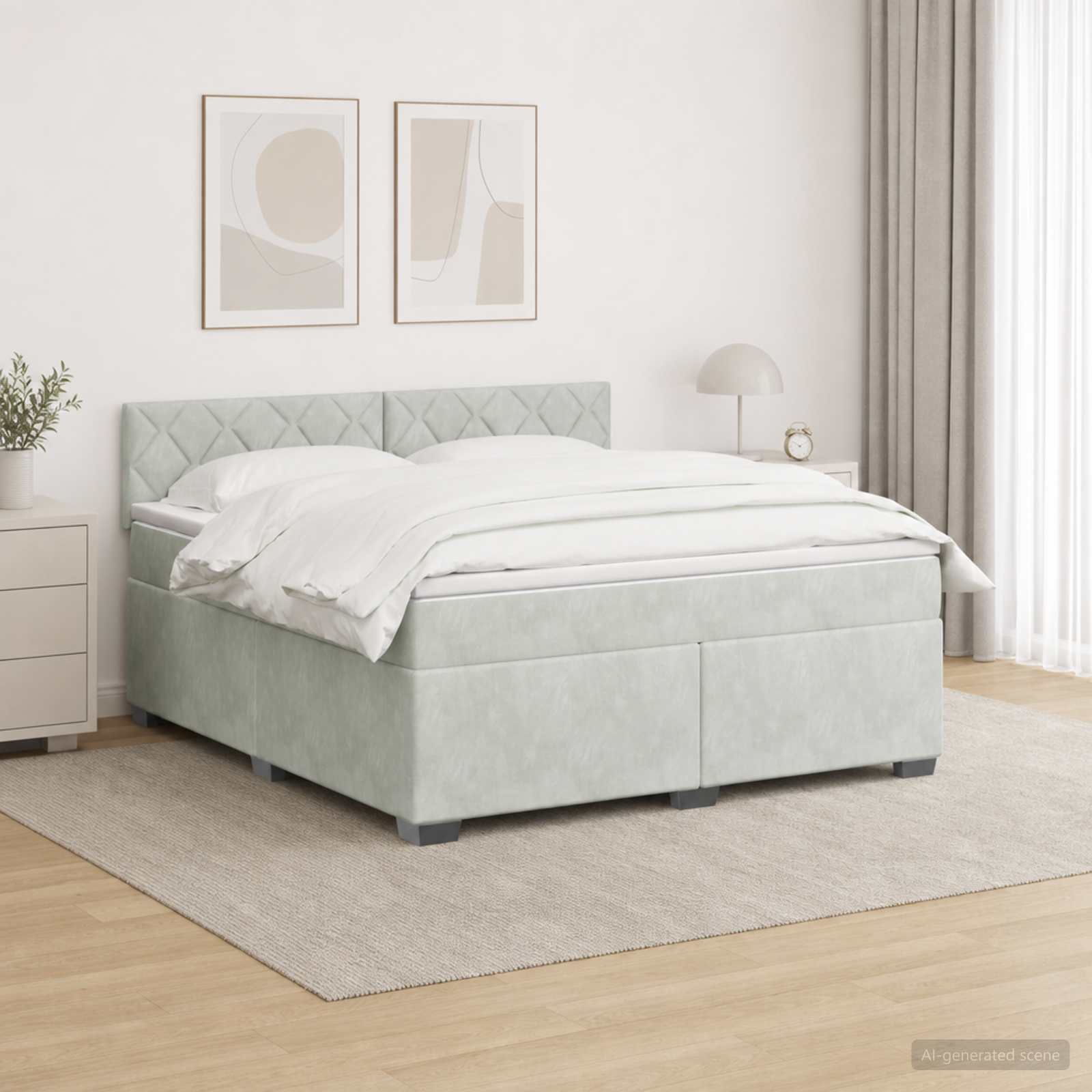 vidaXL Łóżko Box Spring z materacem i LED jasnoszary 160 x 200 cm