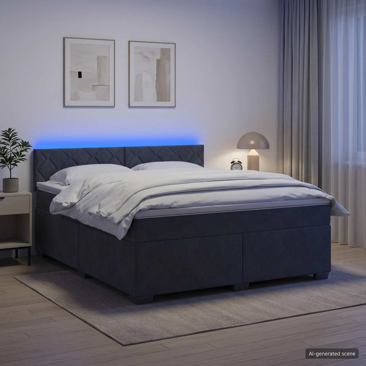 vidaXL Łóżko Box Spring z materacem i LED ciemnoszary 140 x 190 cm