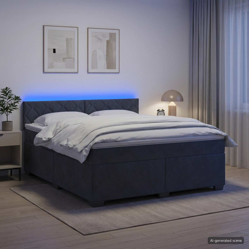 vidaXL Łóżko Box Spring z materacem i LED ciemnoszary 160 x 200 cm
