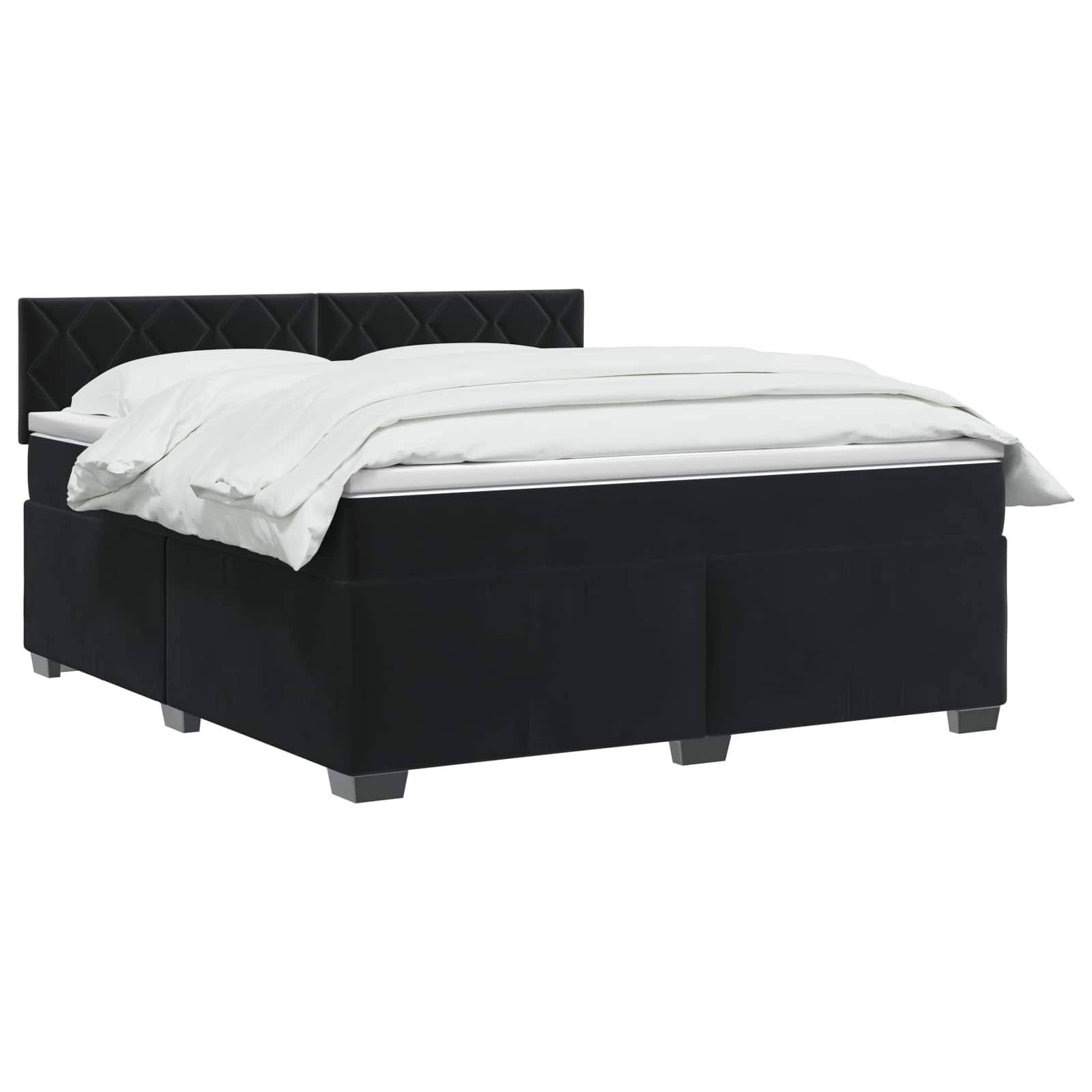 vidaXL Łóżko Box Spring z materacem i LED Czarny 180 x 200 cm Welur