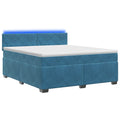 vidaXL Łóżko Box Spring z materacem i LED niebieski 180 x 200 cm Welur