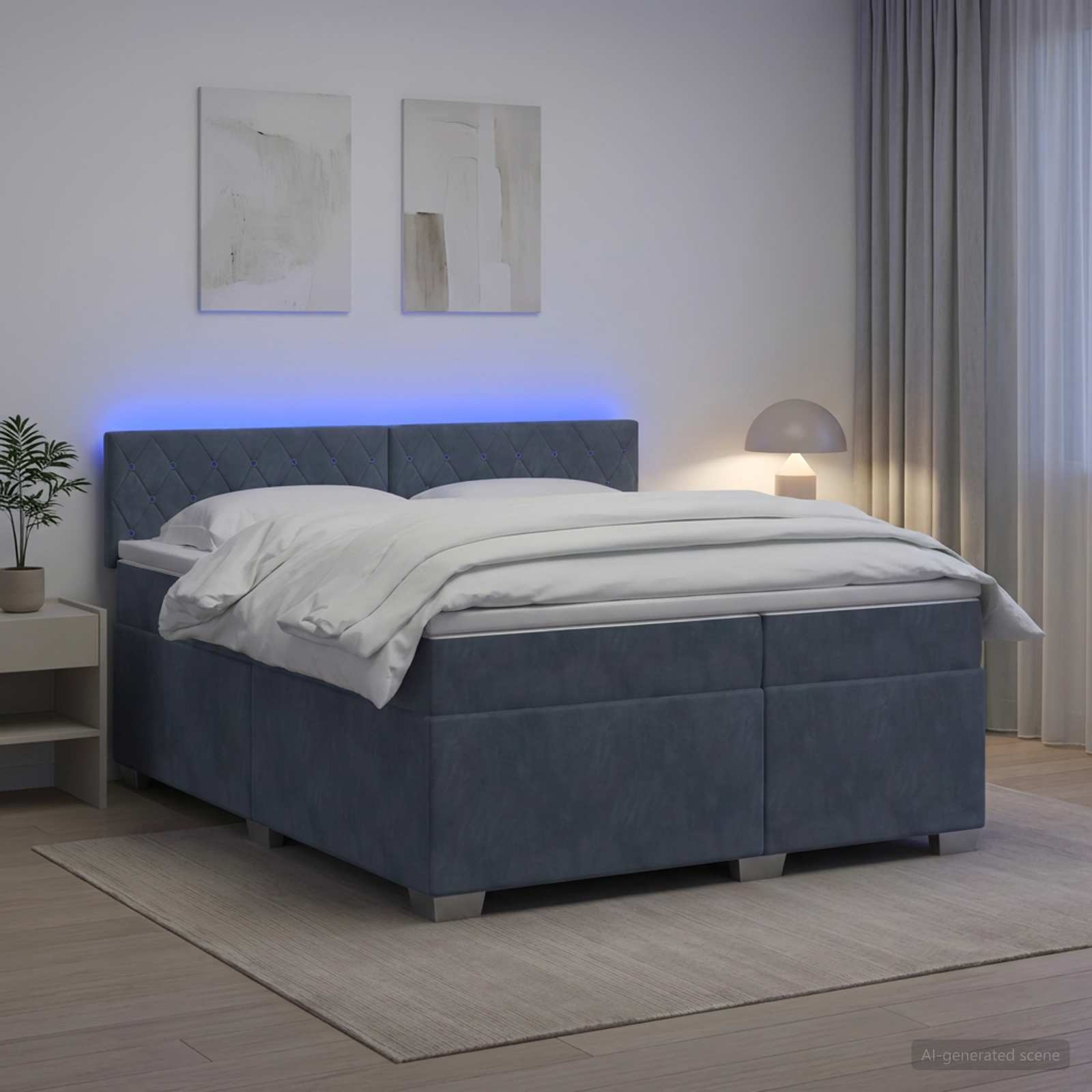 vidaXL Łóżko Box Spring z materacem i LED ciemnoszary 200 x 200 cm