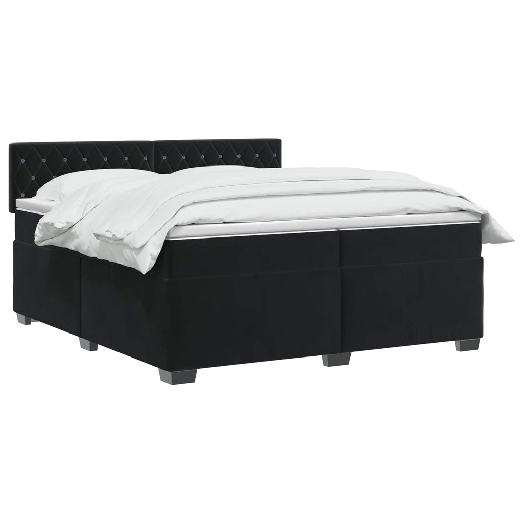 vidaXL Łóżko Box Spring z materacem i LED Czarny 200 x 200 cm Welur