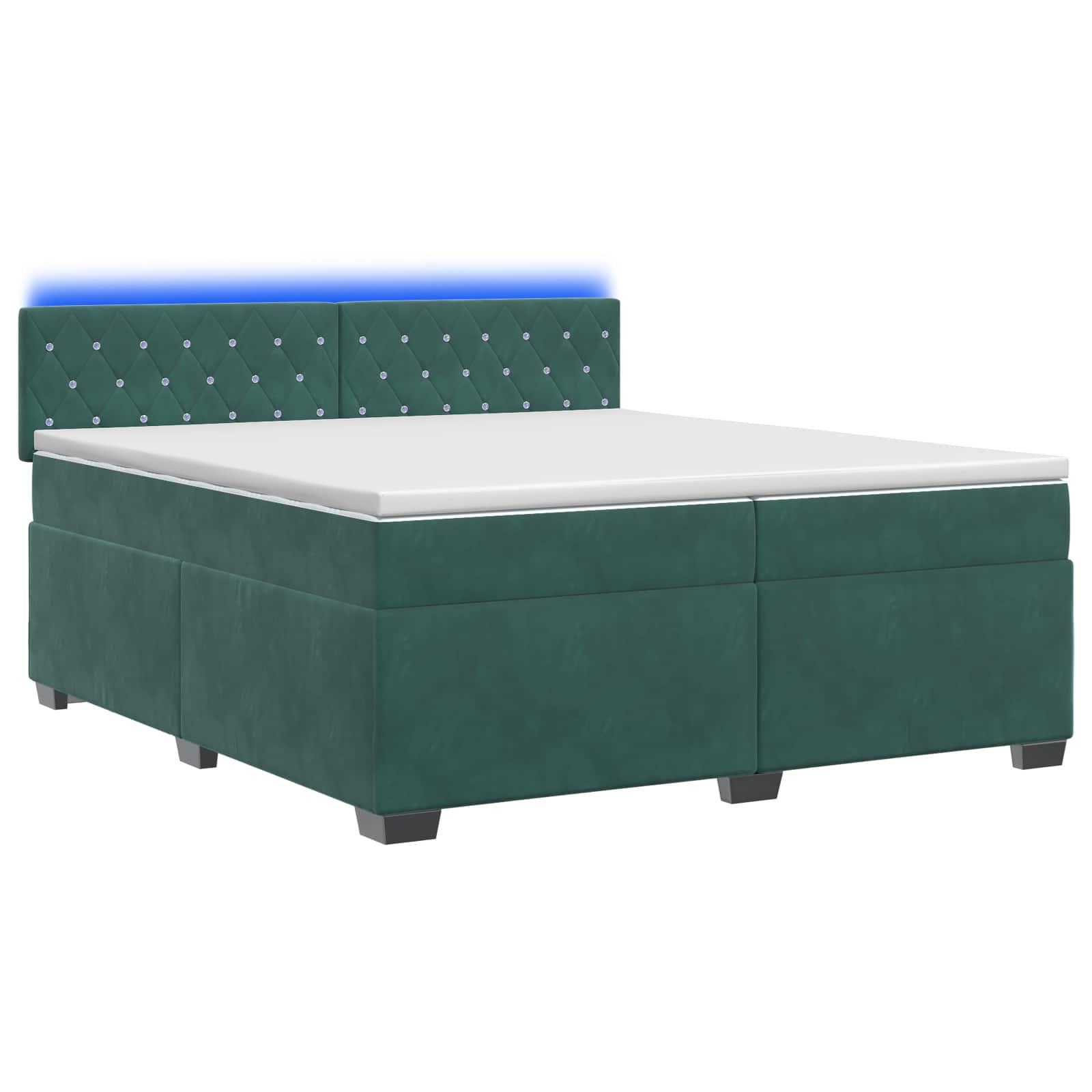 vidaXL Łóżko Box Spring z materacem i LED Ciemnozielony 200 x 200 cm