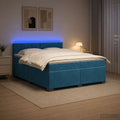 vidaXL Łóżko Box Spring z materacem i LED niebieski 200 x 200 cm Welur
