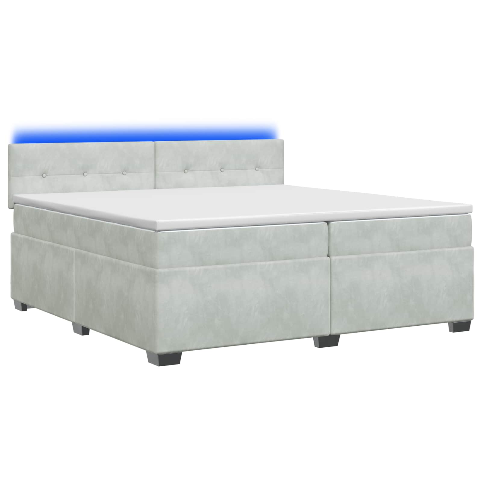 vidaXL Łóżko Box Spring z materacem i LED jasnoszary 200 x 200 cm