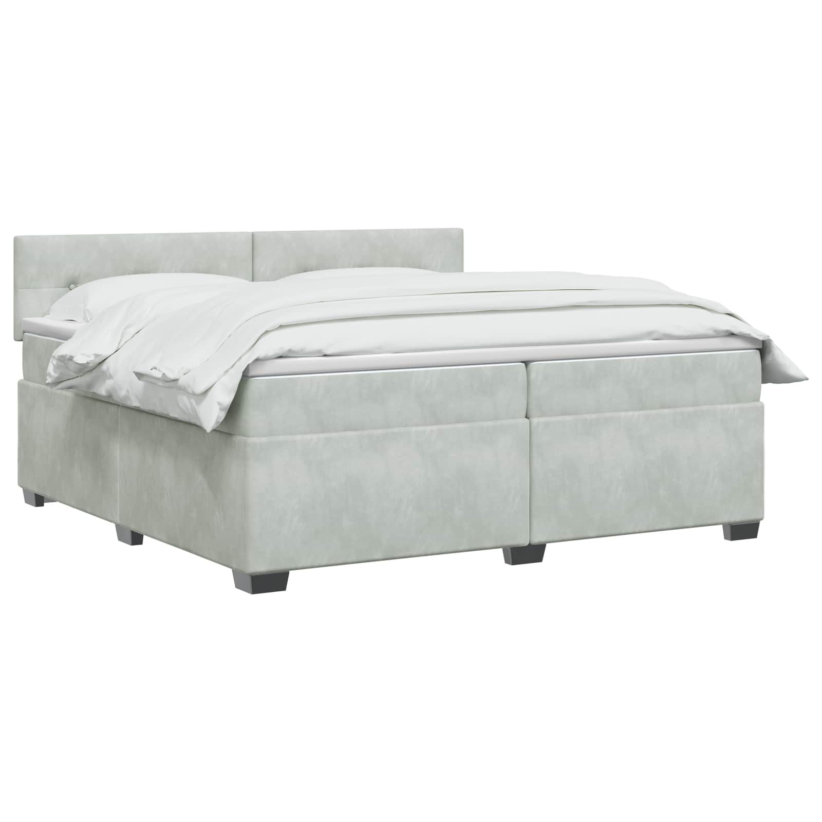 vidaXL Łóżko Box Spring z materacem i LED jasnoszary 200 x 200 cm