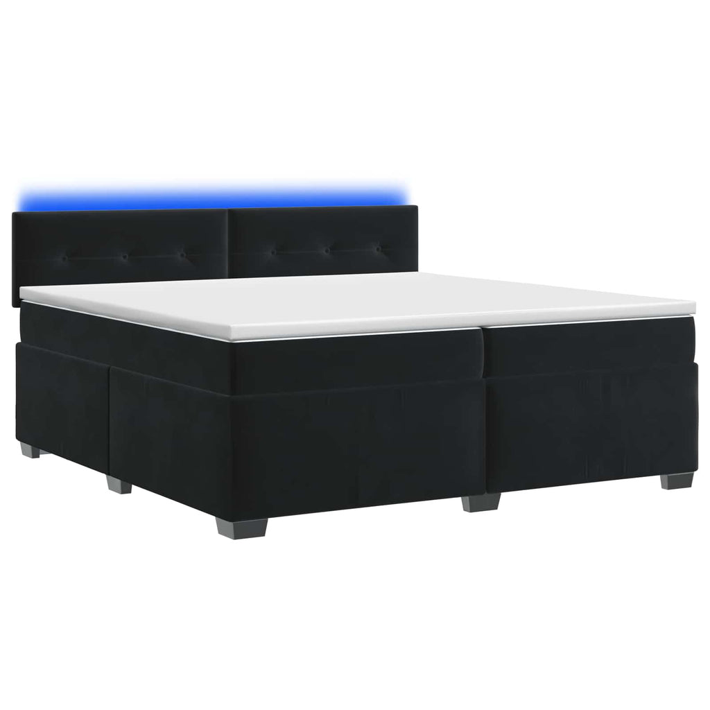 vidaXL Łóżko Box Spring z materacem i LED Czarny 200 x 200 cm Welur