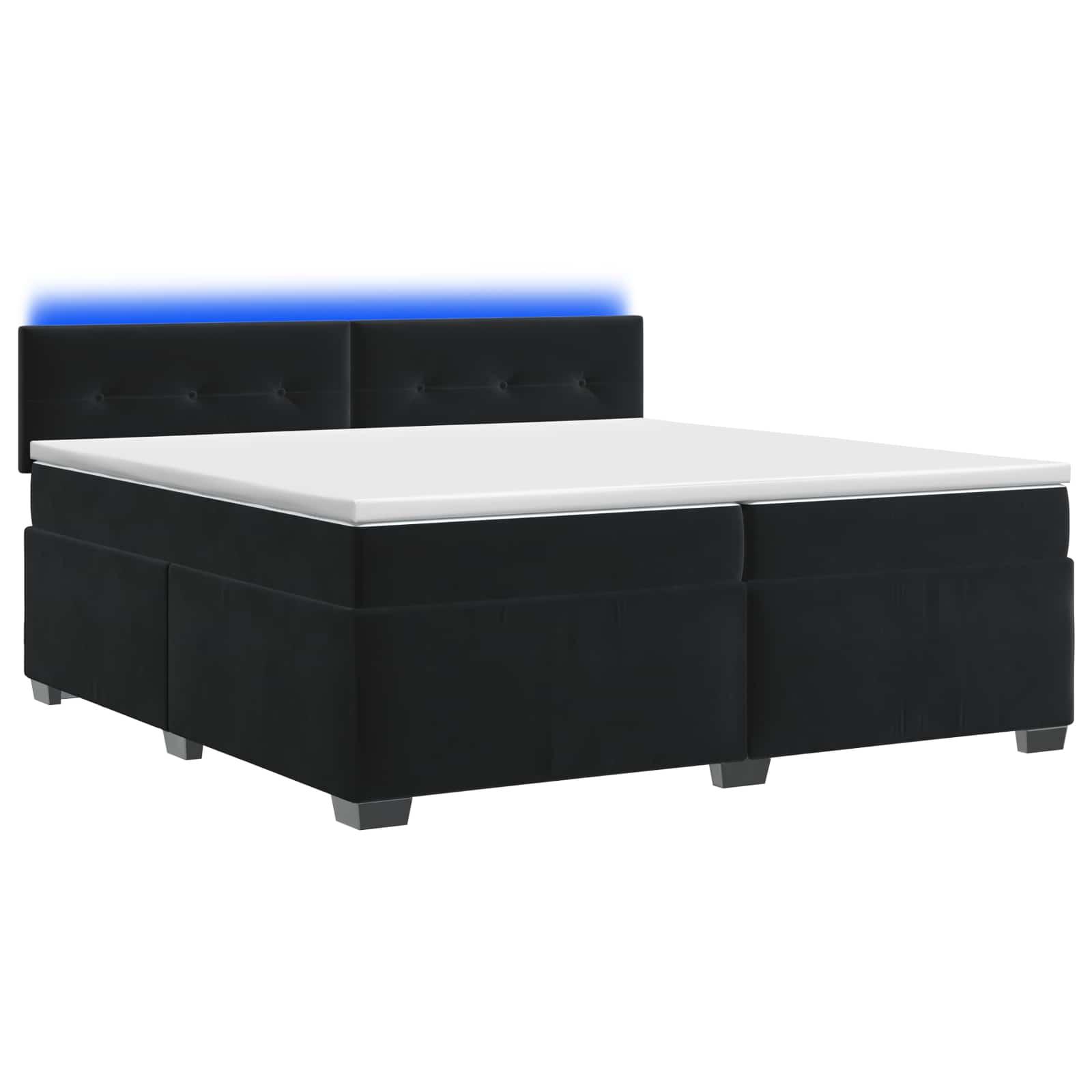 vidaXL Łóżko Box Spring z materacem i LED Czarny 200 x 200 cm Welur